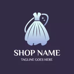 Elegant Purple Dress Design Showcasing Boutique Fashion Logo Template