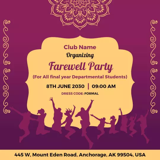 Elegant Purple Farewell Party Invitation for Students Ad Template