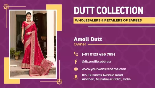 Elegant Purple Fashion Boutique Saree Business Card Template