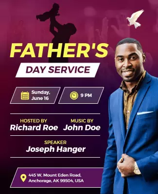 Elegant Purple Father's Day Service Celebration Poster Template