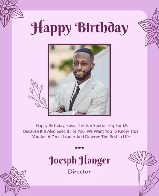 Elegant Purple Floral Birthday Celebration Poster Template