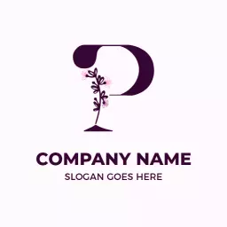 Elegant Purple Floral Design Featuring P Letter Logo Template
