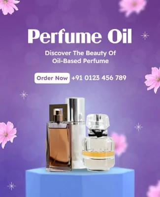 Elegant Purple Floral Perfume Oil Promotion Poster Template