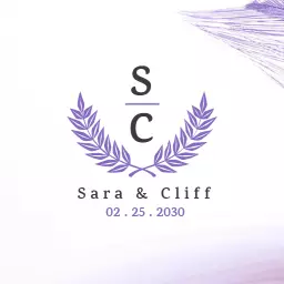 Elegant Purple Floral Wreath Design for Wedding Logo Template