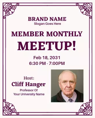 Elegant Purple Formal Member Meetup Invitation Poster Template