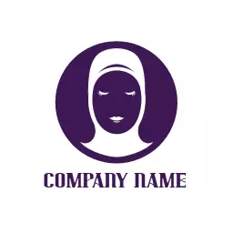 Elegant Purple Hijab Design Highlighting Feminine Beauty Logo Template