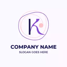 Elegant Purple K Letter Design with Circular Accents Logo Template