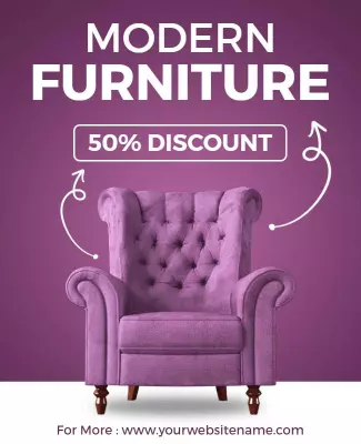Elegant Purple Modern Furniture Sale Flyer Template