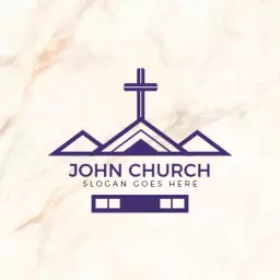 Elegant Purple Mountain Church Design with Cross Symbol Logo Template
