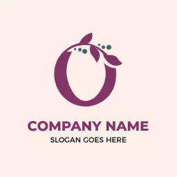 Elegant Purple 'O' Letter Design with Leafy Accents Logo Template