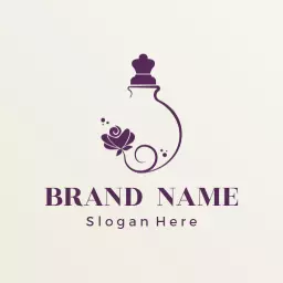 Elegant Purple Perfume Bottle with Floral Accents Logo Template