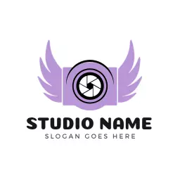 Elegant Purple Photography Logo with Creative Camera Design Logo Template