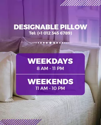 Elegant Purple Promotional Designable Pillow Poster Template