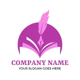 Elegant Purple Quill Pen and Open Book Poetry Logo Template