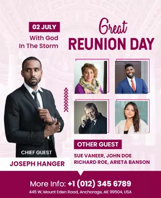 Elegant Purple Reunion Day Celebration Poster Template