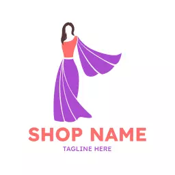 Elegant Purple Saree Design Showcasing Traditional Fashion Logo Template