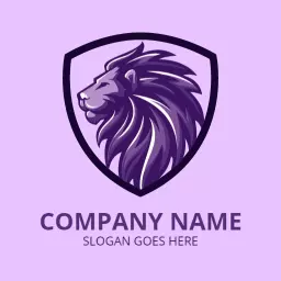 Elegant Purple Shield Featuring Majestic Lion Logo Template