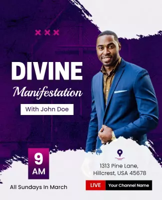 Elegant Purple Spiritual Event Divine Manifestation Poster Template