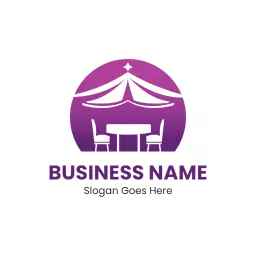 Elegant Purple Tent and Table Setup for Party Rental Logo Template