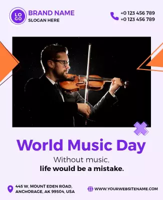 Elegant Purple World Music Day Celebration Poster Template