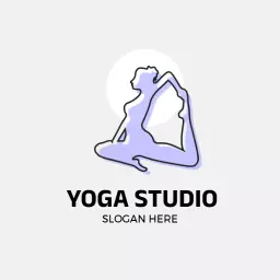 Elegant Purple Yoga Pose Illustrating Mindfulness Practices Logo Template