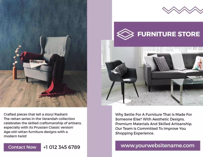 Elegant Rattan Furniture Store Bi Fold Brochure Template
