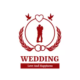 Elegant Red and Gold Design Celebrating Wedding Love Logo Template