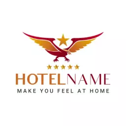 Elegant Red and Gold Eagle Symbolizing Hospitality Hotel Logo Template
