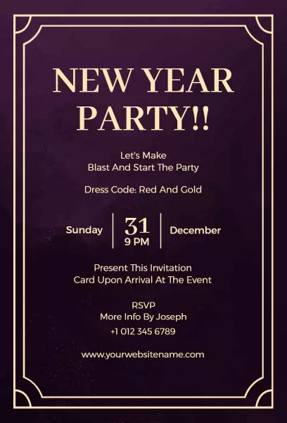 Elegant Red and Gold New Year Celebration Invitation Template