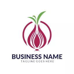 Elegant Red and Green Onion Design for Fresh Produce Logo Template