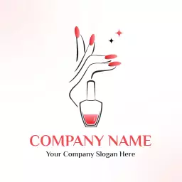 Elegant Red and Pink Nail Design for Beauty Services Logo Template
