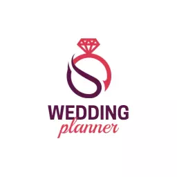 Elegant Red and Purple Wedding Planner with Diamond Logo Template
