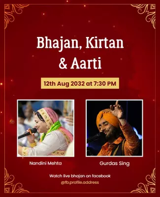 Elegant Red Bhajan, Kirtan, and Aarti Event Poster Template
