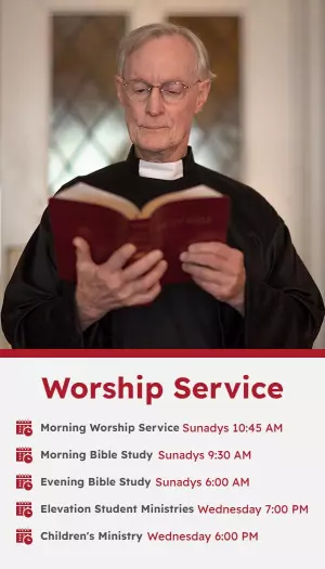 Elegant Red Church Service Schedule Business Card Template
