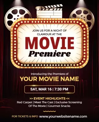 Elegant Red Cinema Movie Premiere Night Poster Template