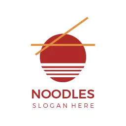 Elegant Red Circle with Chopsticks for Noodles Logo Template