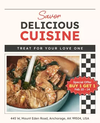 Elegant Red Culinary Delight Restaurant Promotion Poster Template