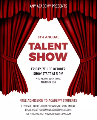 Elegant Red Curtain Talent Show Invitation Poster Template