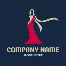 Elegant Red Draped Figure Showcasing Traditional Saree Logo Template