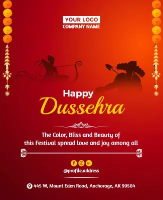 Elegant Red Dussehra Festival Celebration Poster Template