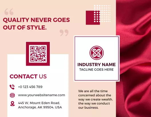 Elegant Red Fabric Manufacturing Services Bi Fold Brochure Template