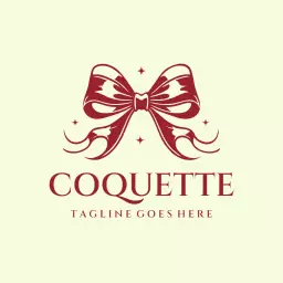 Elegant Red Fashion Bow Design with Stars Logo Template