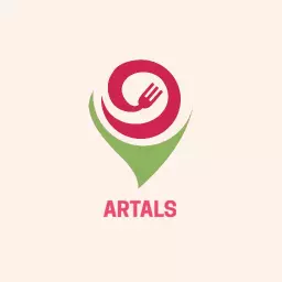 Elegant Red Fork and Green Leaf Design for Food Logo Template