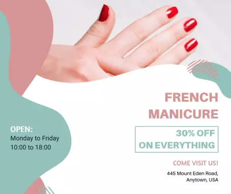 Elegant Red French Manicure Offer for Nail Salon Ad Template