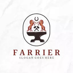 Elegant Red Horse Design Featuring Farrier Services Logo Template