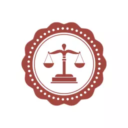 Elegant Red Justice Scales Design for Legal Badge Logo Template