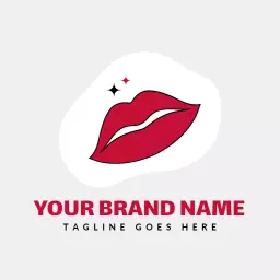 Elegant Red Lip Design Showcasing Lipstick Brand Identity Logo Template