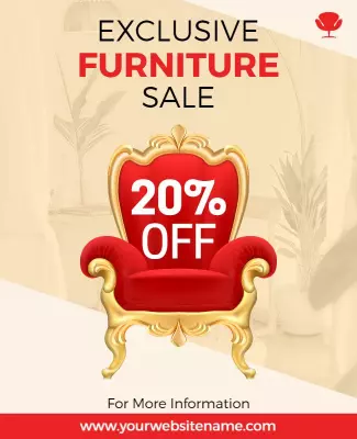 Elegant Red Luxury Furniture Sale Discount Poster Template