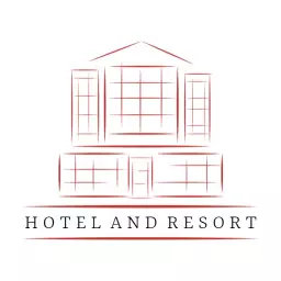 Elegant Red Minimalist Hotel and Resort Architectural Design Logo Template