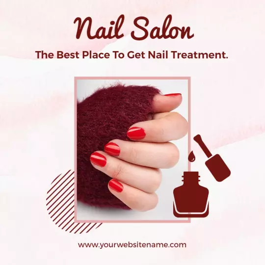 Elegant Red Nail Treatment Experience at Nail Salon Ad Template